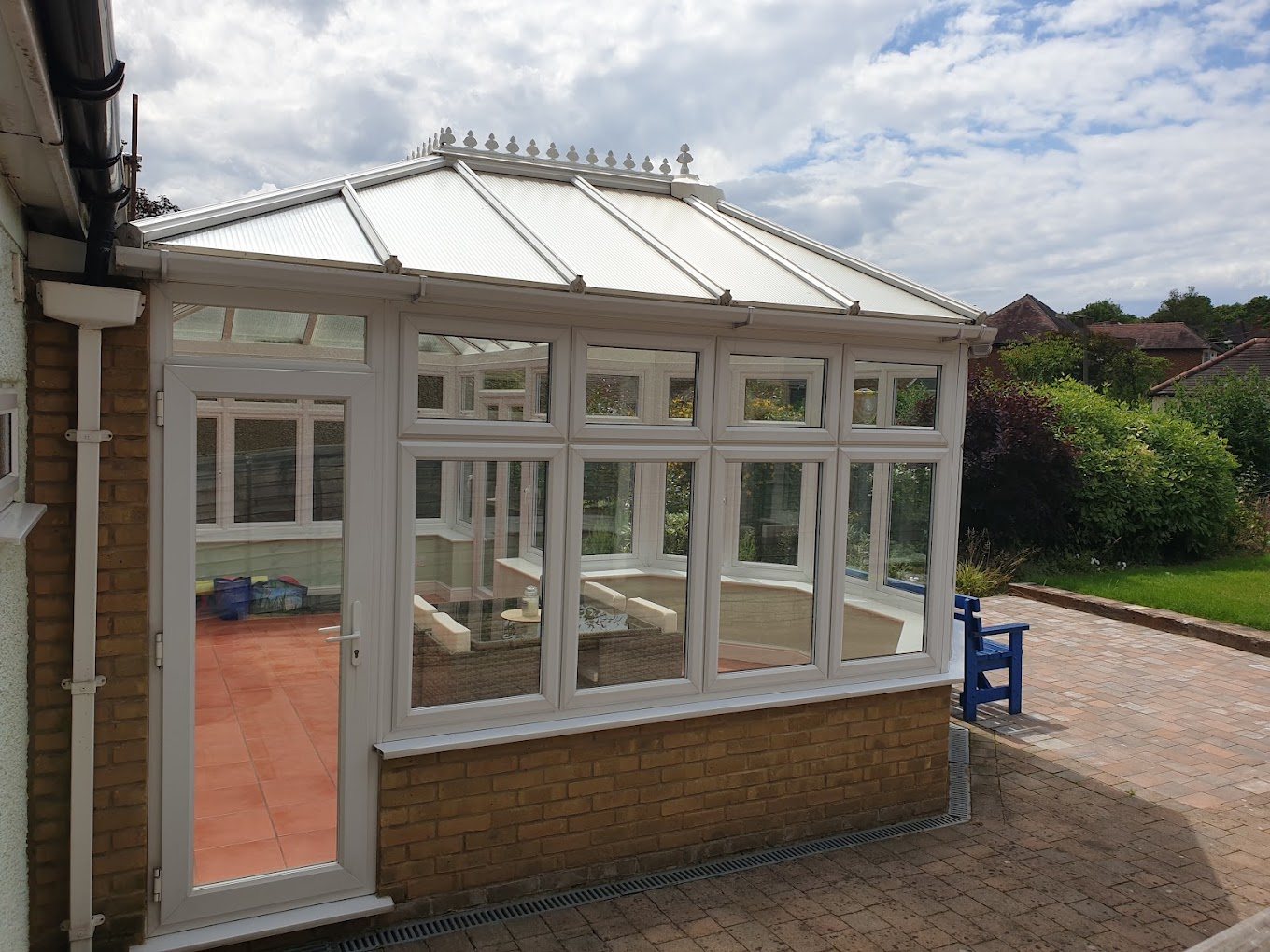 Clean white conservatory after roof cleaning in Hutton